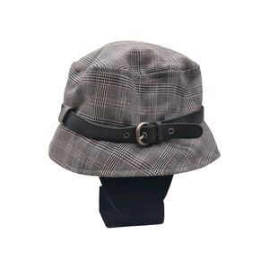 Gap Bucket Hat Women S/M Glen Plaid Black White Y2K Clueless Buckle Accent